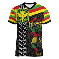 Kanaka Maoli Running Women V-Neck T-Shirt Kakau Pattern with Kanaka Maoli Flag Color