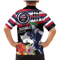 Honolulu Running Race Family Matching Mermaid Dress and Hawaiian Shirt Hawaii Marathon Kakau Art with Hibiscus and National Flag Style