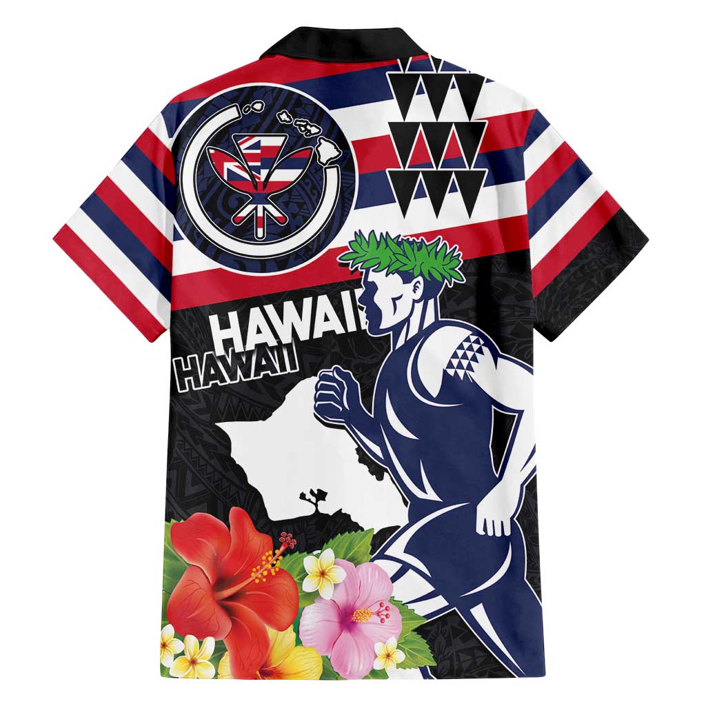 Honolulu Running Race Family Matching Puletasi and Hawaiian Shirt Hawaii Marathon Kakau Art with Hibiscus and National Flag Style