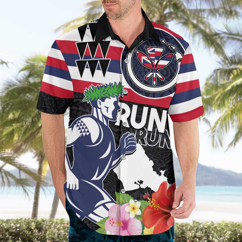 Honolulu Running Race Hawaiian Shirt Hawaii Marathon Kakau Art with Hibiscus and National Flag Style