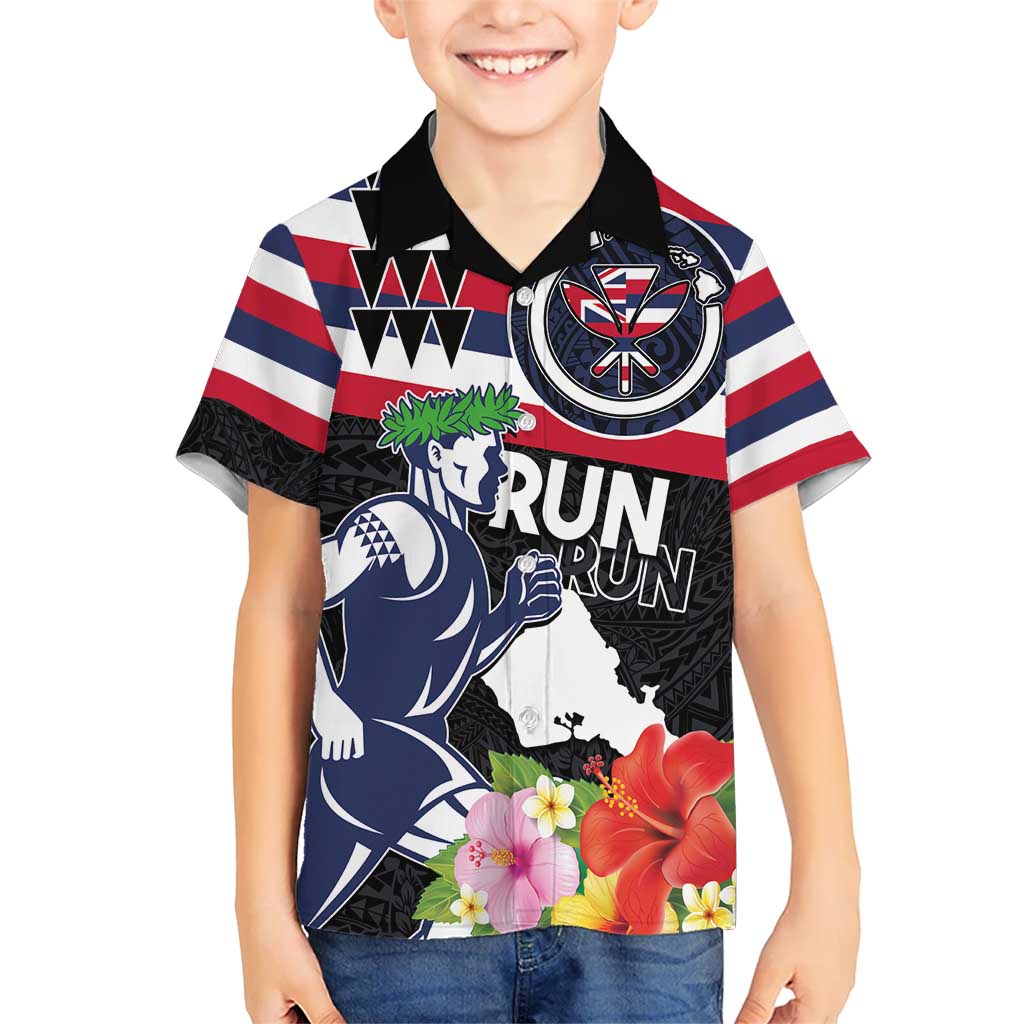 Honolulu Running Race Hawaiian Shirt Hawaii Marathon Kakau Art with Hibiscus and National Flag Style