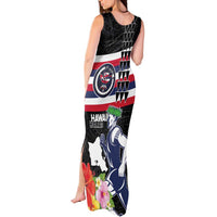 Honolulu Running Race Tank Maxi Dress Hawaii Marathon Kakau Art with Hibiscus and National Flag Style