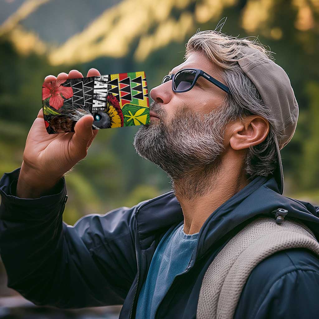 Kanaka Maoli Ikaika Warrior 4 in 1 Can Cooler Tumbler Hibiscus Kakau Art and Tapa Tribal Pattern