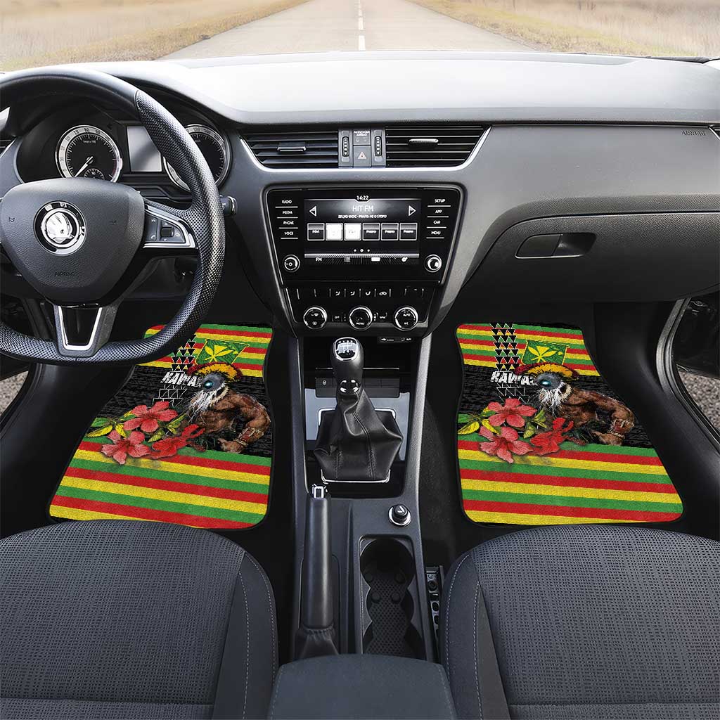 Kanaka Maoli Ikaika Warrior Car Mats Hibiscus Kakau Art and Tapa Tribal Pattern