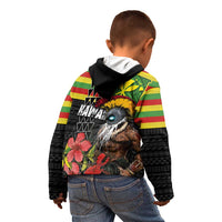 Kanaka Maoli Ikaika Warrior Kid Hoodie Hibiscus Kakau Art and Tapa Tribal Pattern