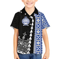 Fiji Queen Victoria School Kid Hawaiian Shirt Tapa and Polynesian Tribal Pattern Half Style LT03 Kid Black - Polynesian Pride