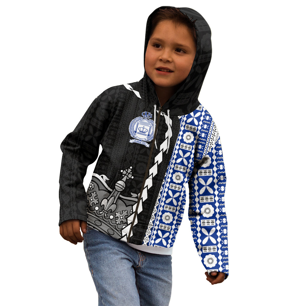 Fiji Queen Victoria School Kid Hoodie Tapa and Polynesian Tribal Pattern Half Style LT03 - Polynesian Pride