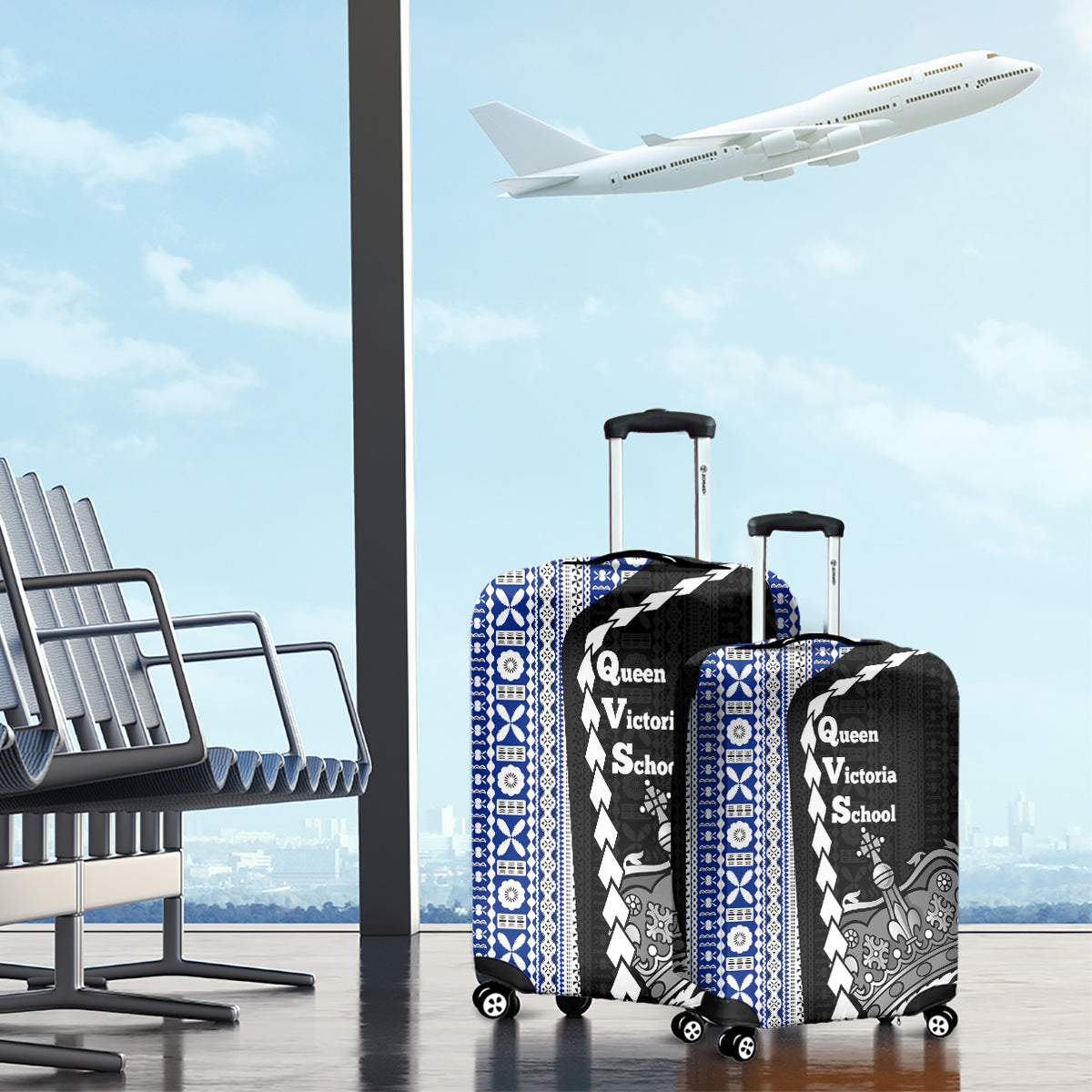 Fiji Queen Victoria School Luggage Cover Tapa and Polynesian Tribal Pattern Half Style LT03 - Polynesian Pride