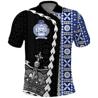 Fiji Queen Victoria School Polo Shirt Tapa and Polynesian Tribal Pattern Half Style LT03 Black - Polynesian Pride