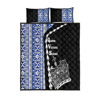Fiji Queen Victoria School Quilt Bed Set Tapa and Polynesian Tribal Pattern Half Style LT03 Black - Polynesian Pride