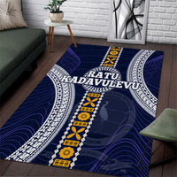 Fiji Ratu Kadavulevu School Area Rug Tapa and Polynesian Tribal Pattern LT03 Blue - Polynesian Pride