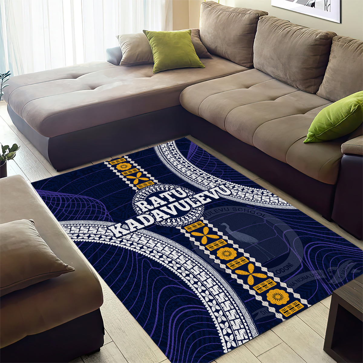 Fiji Ratu Kadavulevu School Area Rug Tapa and Polynesian Tribal Pattern LT03 - Polynesian Pride