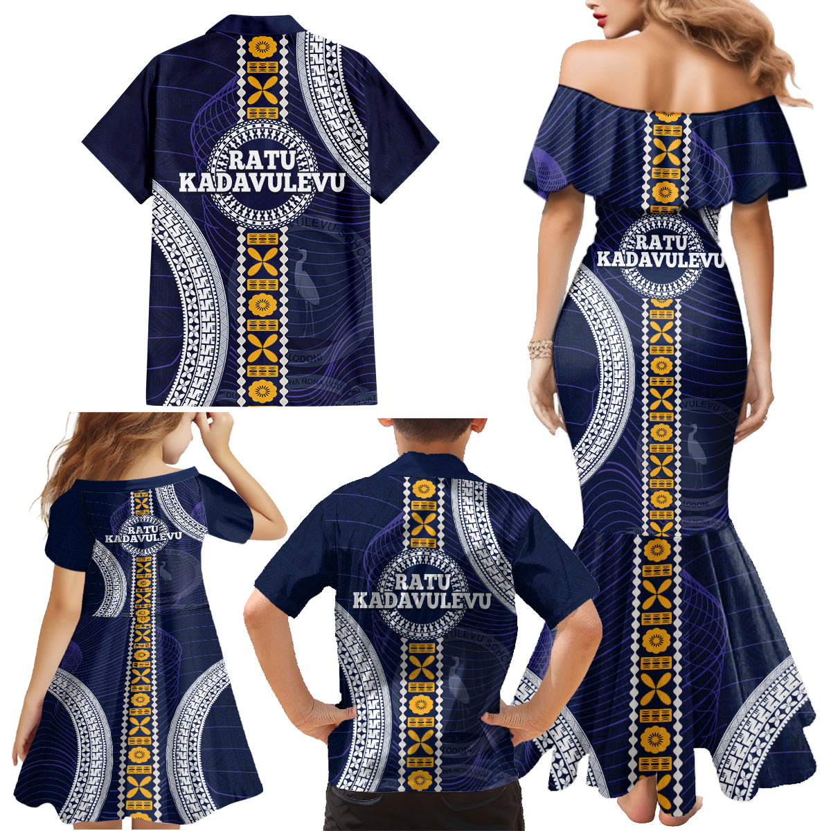 Fiji Ratu Kadavulevu School Family Matching Mermaid Dress and Hawaiian Shirt Tapa and Polynesian Tribal Pattern LT03 - Polynesian Pride