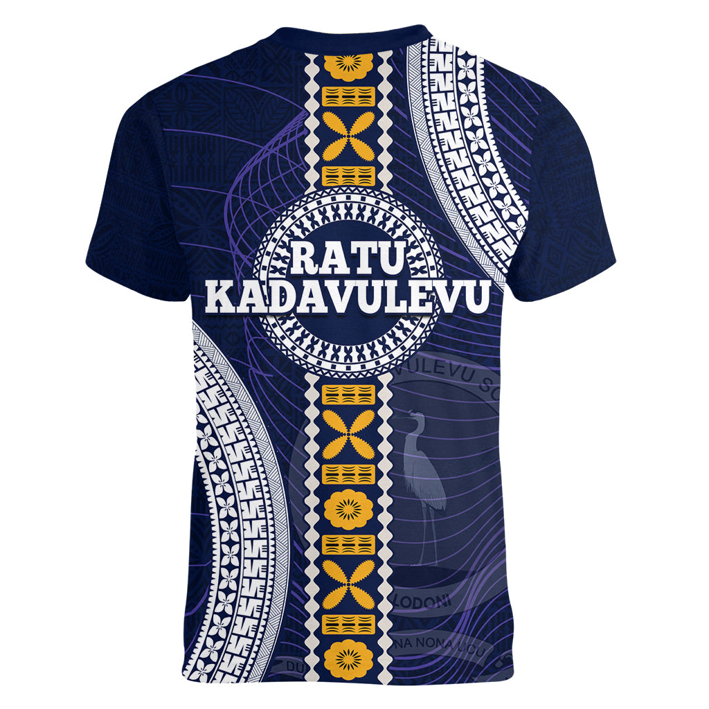 Fiji Ratu Kadavulevu School Women V Neck T Shirt Tapa and Polynesian Tribal Pattern LT03 - Polynesian Pride