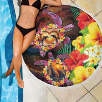 Hawaiian Sea Animals Love Couple Beach Blanket Aloha Sunset Symphony