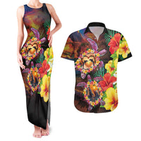 Hawaiian Sea Animals Love Couple Couples Matching Tank Maxi Dress and Hawaiian Shirt Aloha Sunset Symphony