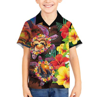 Hawaiian Sea Animals Love Couple Family Matching Long Sleeve Bodycon Dress and Hawaiian Shirt Aloha Sunset Symphony