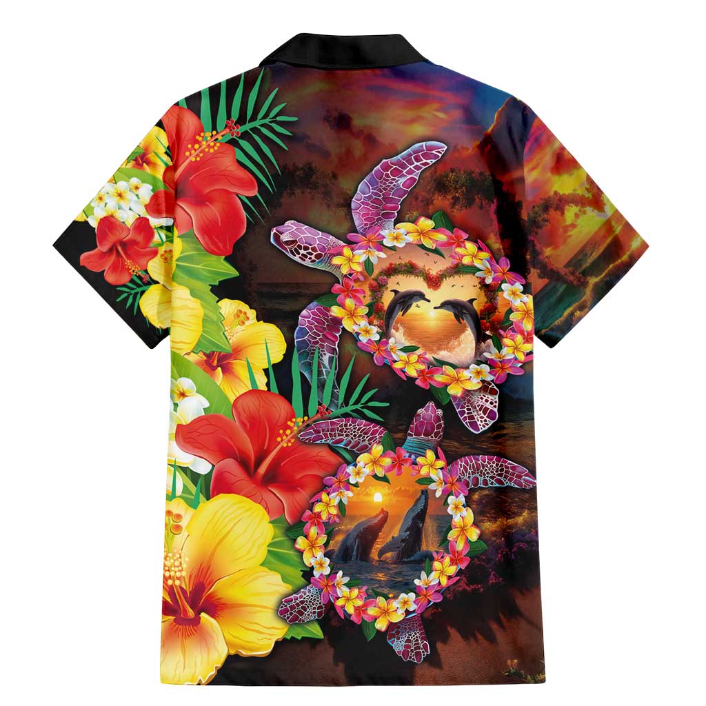Hawaiian Sea Animals Love Couple Family Matching Mermaid Dress and Hawaiian Shirt Aloha Sunset Symphony