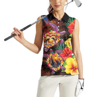Hawaiian Sea Animals Love Couple Women Sleeveless Polo Shirt Aloha Sunset Symphony