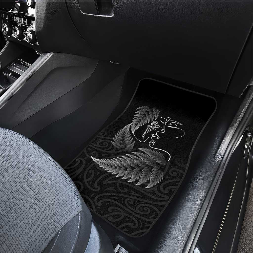 New Zealand Valentine's Day Car Mats Silver Fern and Line Art Love Couple