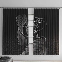 New Zealand Valentine's Day Window Curtain Silver Fern and Line Art Love Couple