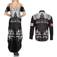 Aotearoa Waitangi Day - Toitu Te Tiriti Couples Matching Summer Maxi Dress and Long Sleeve Button Shirt New Zealand Honour the Treaty LT03 - Polynesian Pride