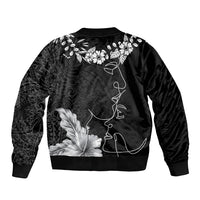 Hawaii Valentine Day Sleeve Zip Bomber Jacket Polynesian Line Art Love Couple Hibiscus Tribal Pattern LT03 - Polynesian Pride