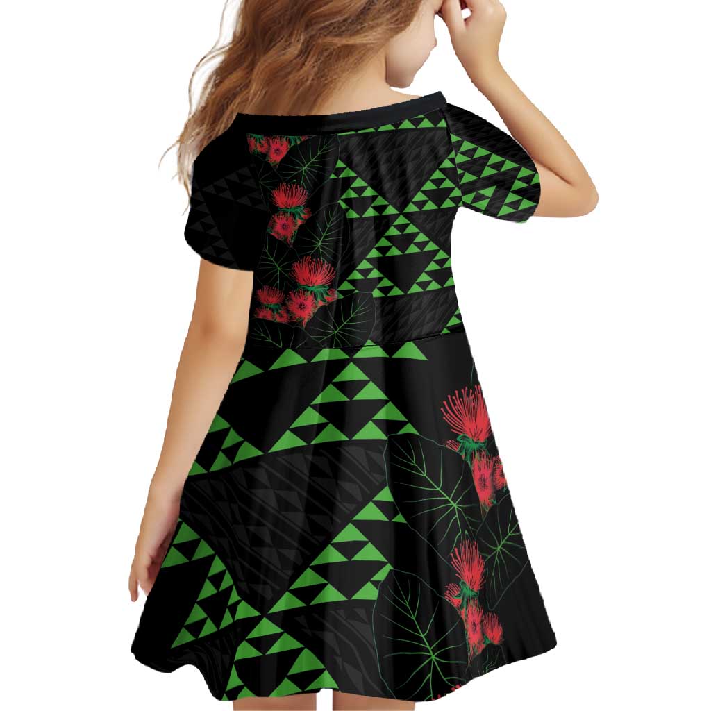 Hawaiian Green Kakau Art Tattoo-Ohia Lehua and Taro Leaves Family Matching Tank Maxi Dress and Hawaiian Shirt