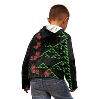 Hawaiian Green Kakau Art Tattoo-Ohia Lehua and Taro Leaves Kid Hoodie