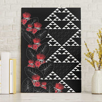Hawaiian White Kakau Art Tattoo-Ohia Lehua and Taro Leaves Canvas Wall Art LT03 Without Frame Black-White - Polynesian Pride