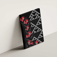 Hawaiian White Kakau Art Tattoo-Ohia Lehua and Taro Leaves Canvas Wall Art LT03 - Polynesian Pride