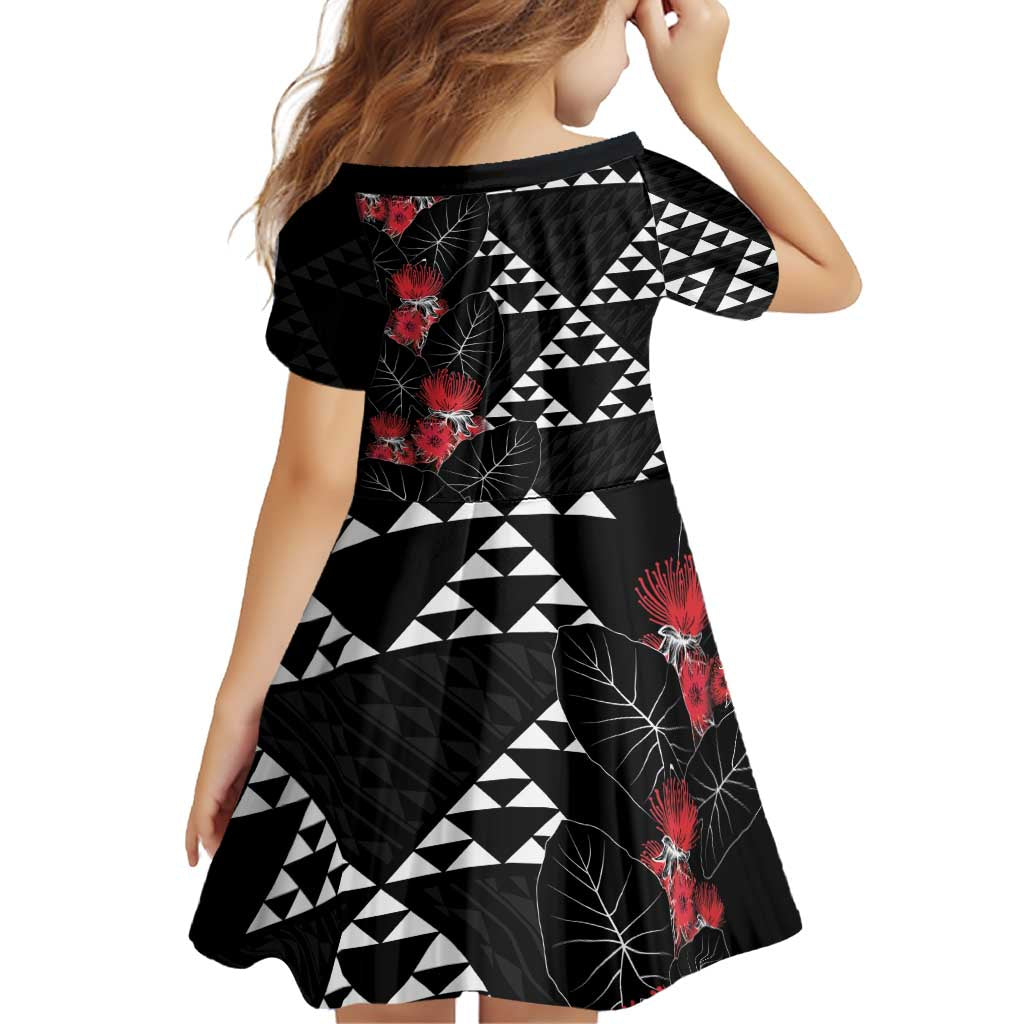 Hawaiian White Kakau Art Tattoo-Ohia Lehua and Taro Leaves Family Matching Off Shoulder Short Dress and Hawaiian Shirt