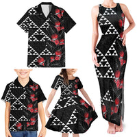 Hawaiian White Kakau Art Tattoo-Ohia Lehua and Taro Leaves Family Matching Tank Maxi Dress and Hawaiian Shirt