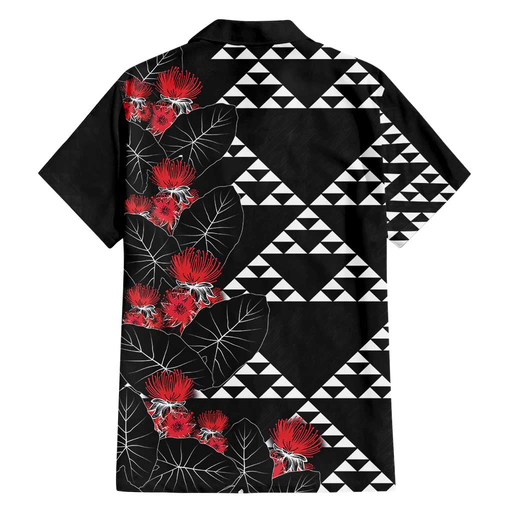 Hawaiian White Kakau Art Tattoo-Ohia Lehua and Taro Leaves Hawaiian Shirt