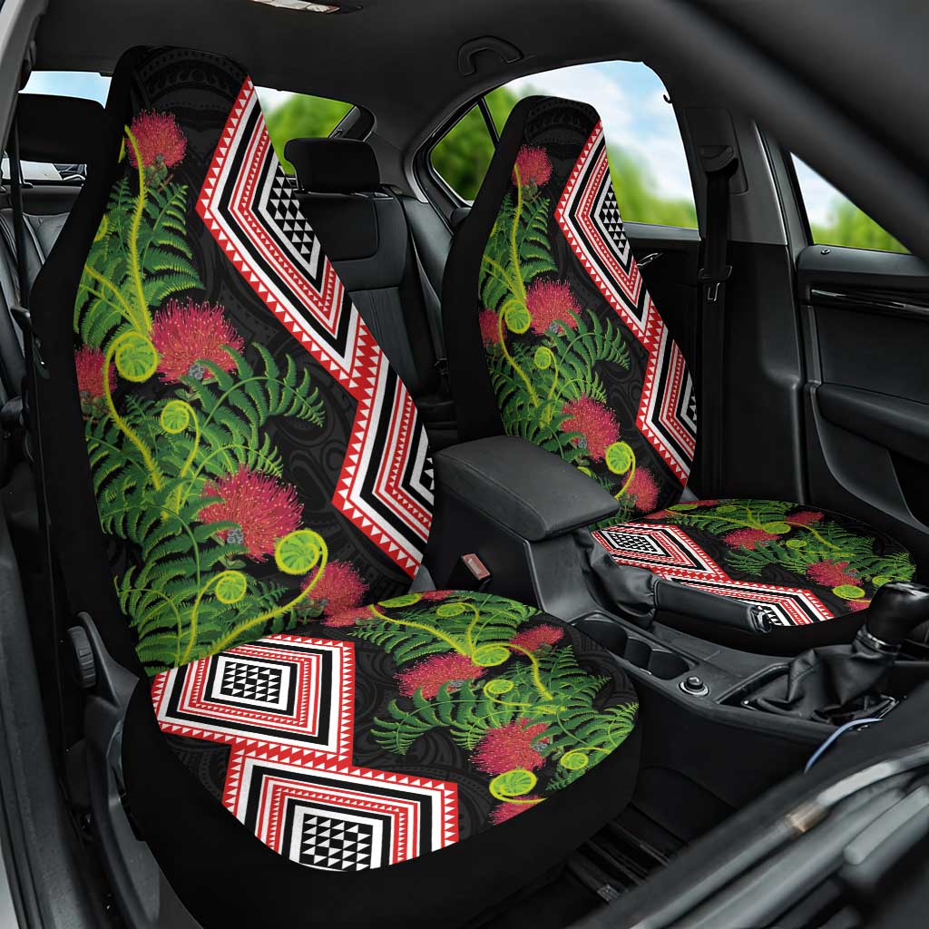 Aotearoa Tukutuku Motif Car Seat Cover Pohutukawa and Fern Leaves