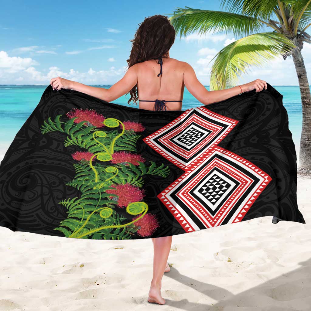 Aotearoa Tukutuku Motif Sarong Pohutukawa and Fern Leaves