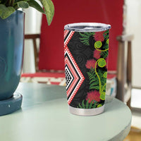 Aotearoa Tukutuku Motif Tumbler Cup Pohutukawa and Fern Leaves