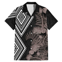 Aotearoa Tukutuku Motif Family Matching Mermaid Dress and Hawaiian Shirt Pohutukawa and Fern Leaves Grayscale Color