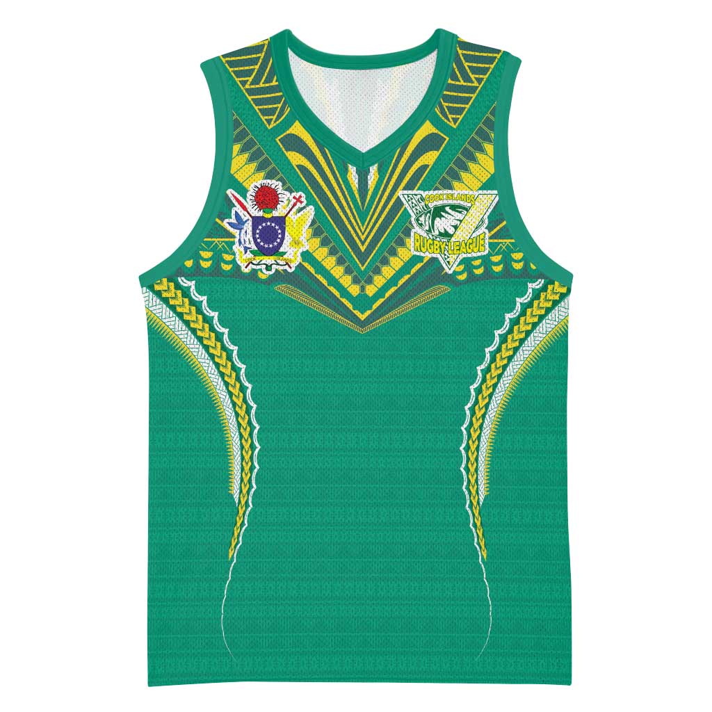 Custom Cook Islands Rugby Basketball Jersey Tatau Art Sport Style Green Color