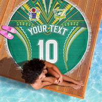 Custom Cook Islands Rugby Beach Blanket Tatau Art Sport Style Green Color LT03 - Polynesian Pride