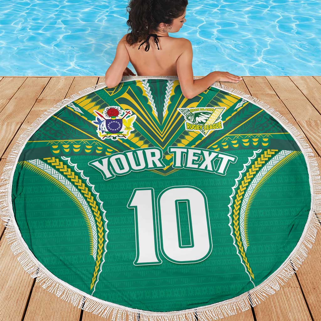 Custom Cook Islands Rugby Beach Blanket Tatau Art Sport Style Green Color LT03 - Polynesian Pride