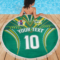 Custom Cook Islands Rugby Beach Blanket Tatau Art Sport Style Green Color LT03 - Polynesian Pride