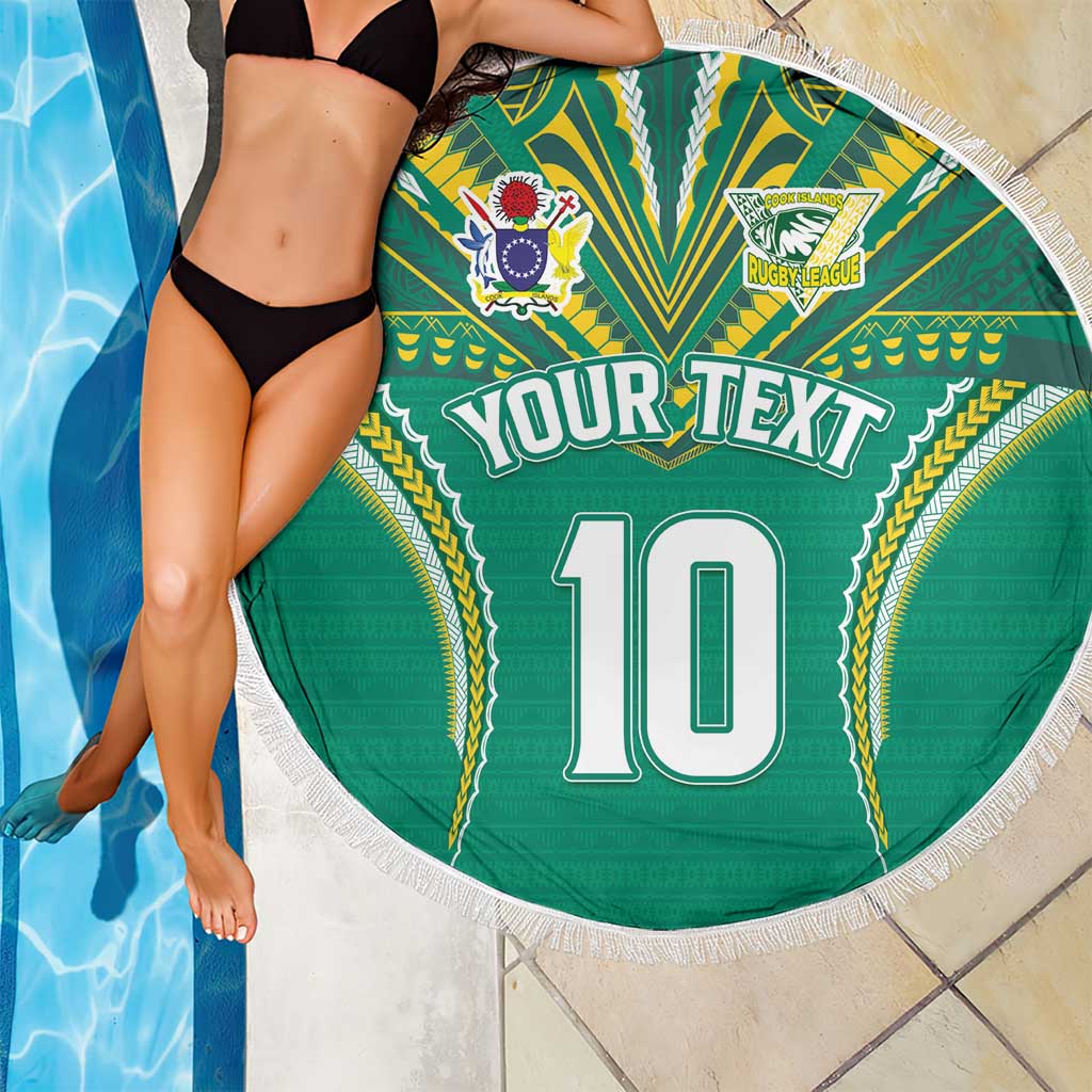 Custom Cook Islands Rugby Beach Blanket Tatau Art Sport Style Green Color LT03 - Polynesian Pride