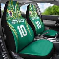 Custom Cook Islands Rugby Car Seat Cover Tatau Art Sport Style Green Color
