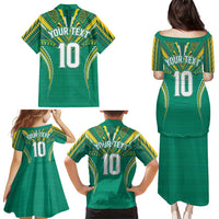 Custom Cook Islands Rugby Family Matching Puletasi and Hawaiian Shirt Tatau Art Sport Style Green Color