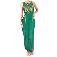 Custom Cook Islands Rugby Family Matching Tank Maxi Dress and Hawaiian Shirt Tatau Art Sport Style Green Color