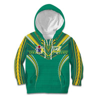 Custom Cook Islands Rugby Kid Hoodie Tatau Art Sport Style Green Color LT03 Hoodie Green - Polynesian Pride
