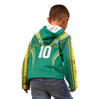 Custom Cook Islands Rugby Kid Hoodie Tatau Art Sport Style Green Color LT03 - Polynesian Pride