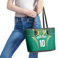 Custom Cook Islands Rugby Leather Tote Bag Tatau Art Sport Style Green Color LT03 - Polynesian Pride