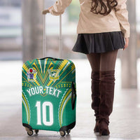 Custom Cook Islands Rugby Luggage Cover Tatau Art Sport Style Green Color